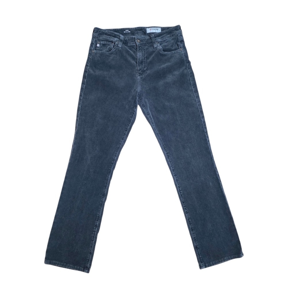 AG Mari High Rise Straight Corduroy Pants 30R Gray Stretch 28 Inseam
